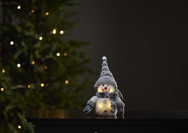 Juldekoration Joylight Grå Snögubbe 25cm