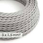 Textilkabel Rayon Twisted Silver 3x1,5 mm² | Creative Cables