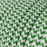 Textilkabel Rayon Zigzag Grön/Vit 2x0.75 mm² | Creative Cables