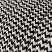 Textilkabel Rayon Zigzag Svart/Vit 2x0.75 mm² | Creative Cables