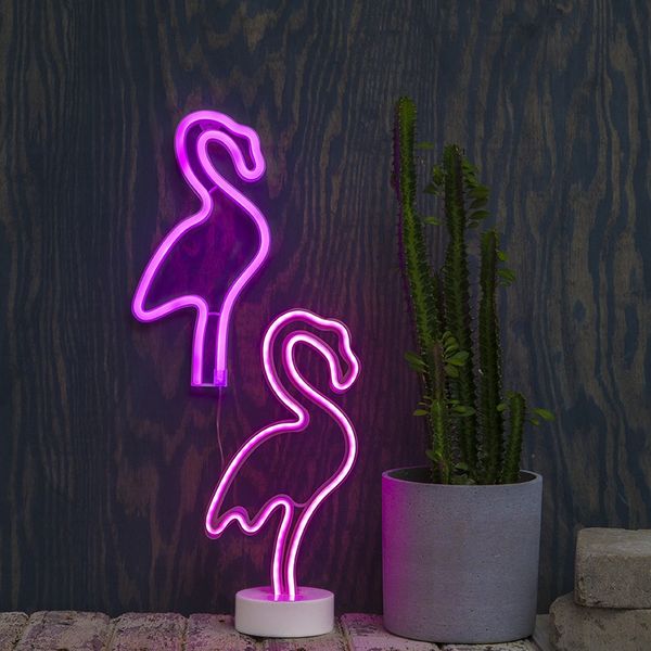Neonlight flamingo Vägg Batteri