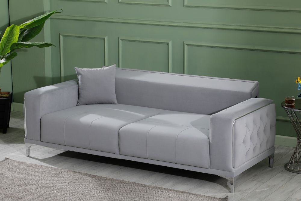 Produktbild f&ouml;r Madeleine soffgrupp i gr&aring; sammet