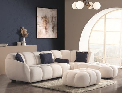 Produktbild för Hörnsoffa Odessa Beige/ Ivory