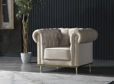 Produktbild f&ouml;r Julia f&aring;t&ouml;lj beige sammet silver ben