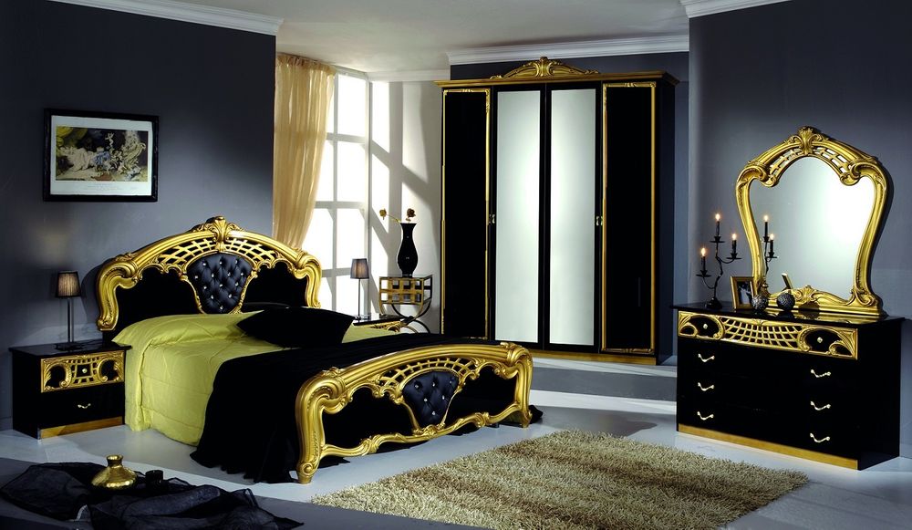 Sibilla sängpaket i  svart/guld färg 