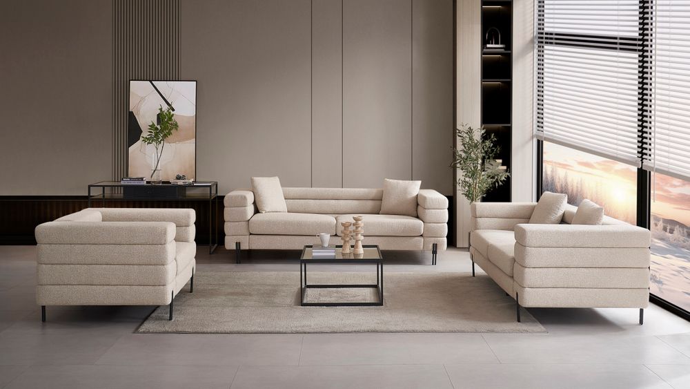 Produktbild för Bella soffgrupp beige tyg