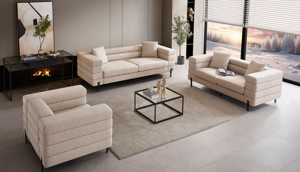 Produktbild för Bella soffgrupp beige tyg