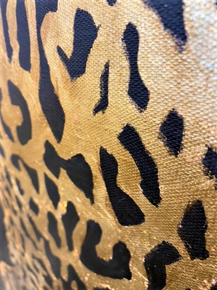 Handmålad Canvas Golden Leopard