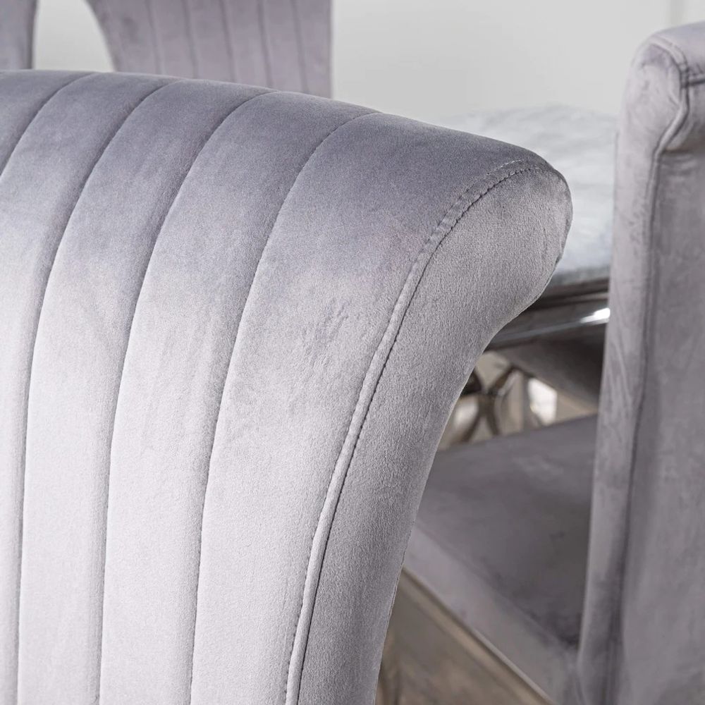 Produktbild f&ouml;r Bella stol i gr&aring; sammet med silver ben