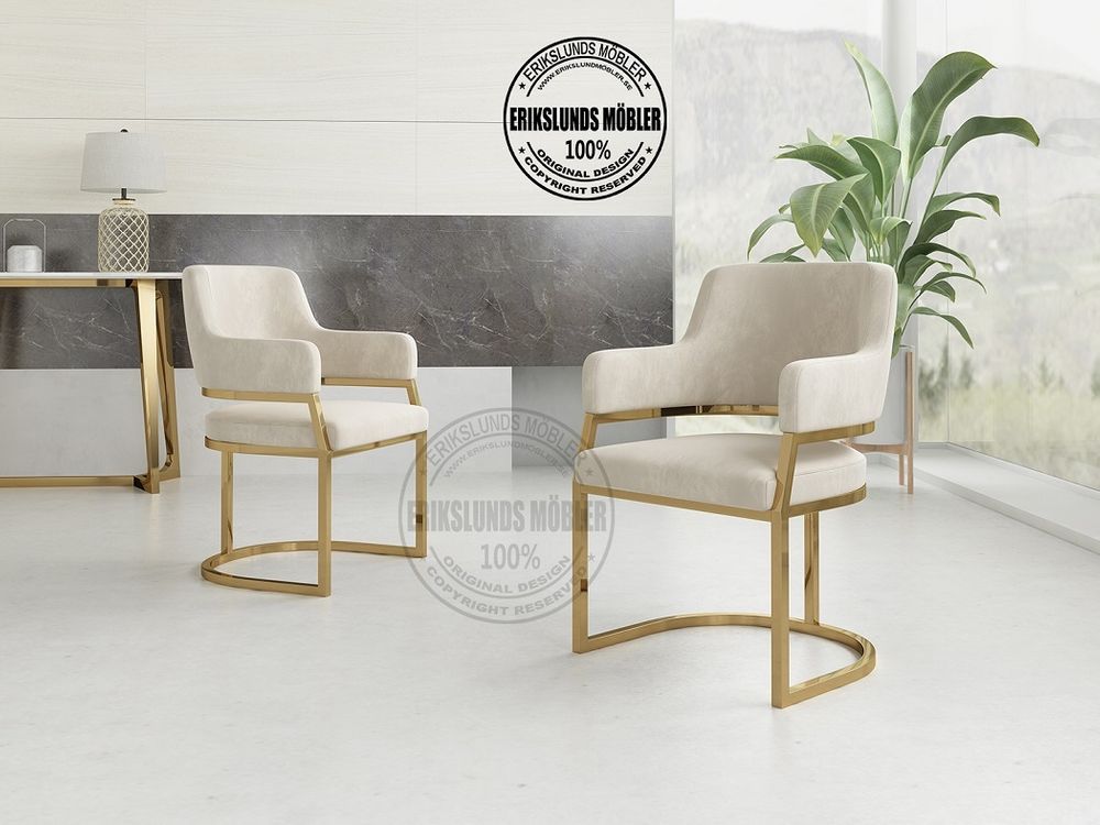 Produktbild för Paris stol beige guld