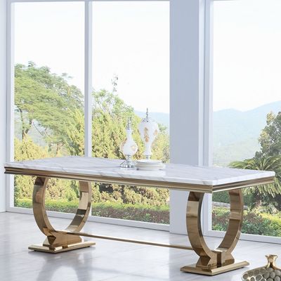 Endast matbord Petra guld med vit marmorskiva