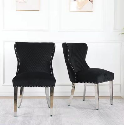 Produktbild för Laura stol i svart sammet med silver ben 