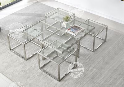 Produktbild för Elia Soffbord Silver clear glas