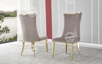 Produktbild för Stol Paula Grå-beige / guld