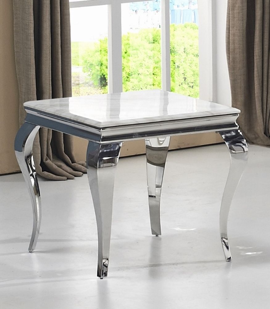 Cast sidobord silver med marmorskiva