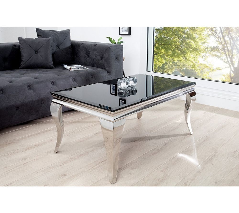 Produktbild för Cast soffbord i silver färg med svart glasskiva
