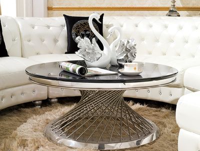 Arin soffbord i silver färg med svart marmorskiva
