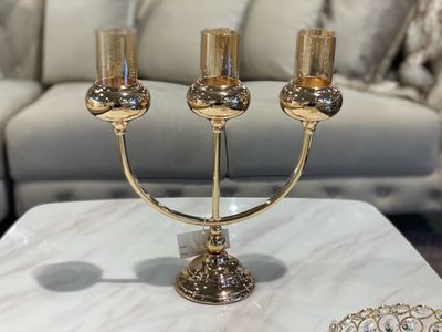 Produktbild för Ljusstake Trippel guld