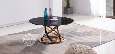 Produktbild f&ouml;r Lucia soffbord i guld f&auml;rg med svart marmorskiva