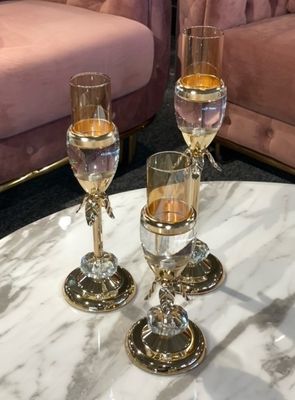 Produktbild för Ljusstake Rose 3 -pack Guld