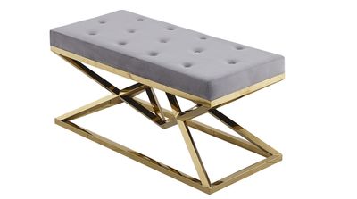Produktbild för Bella pall guld med sammetgrå 