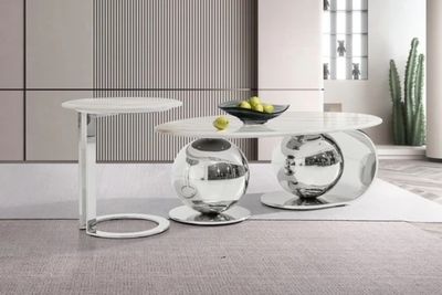 Produktbild för Soffbord set Lauren silver