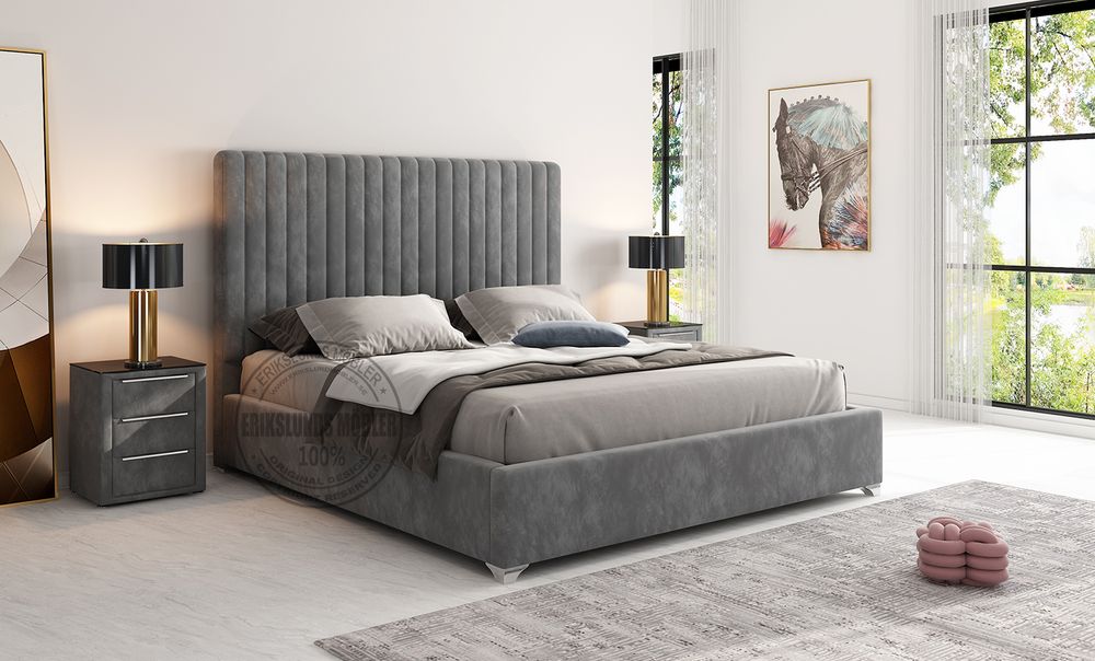 Produktbild f&ouml;r Olivia  s&auml;ngram m&ouml;rkgr&aring; sammet