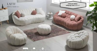 Produktbild för Soffgrupp Latte 3+3+1+1 Ivory