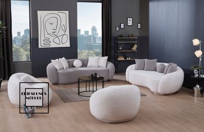 Produktbild för Pera Soffgrupp 4+3+fåtölj Beige