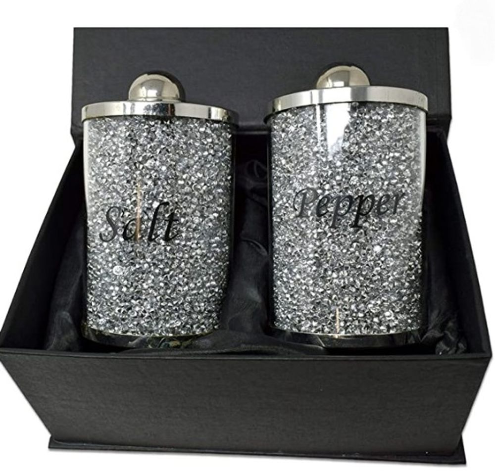 Produktbild för Glitter 3-pack Burkar & Salt och Pepparströare Silver 