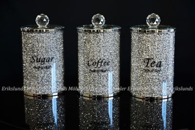 Produktbild för Glitter 3-Pack Spegelburkar silver 