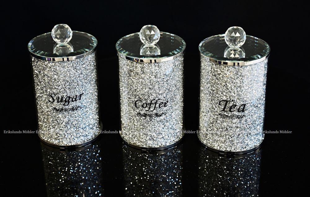 Produktbild för Glitter 3-Pack Spegelburkar silver 