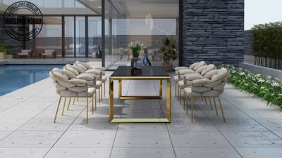 Produktbild för Alicia matbord guld med glasskiva 