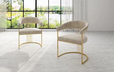Produktbild för Anton stol beige sammet / guld
