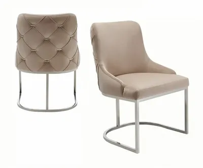 Produktbild för Luxe stol i gråbeige sammet med silver ben