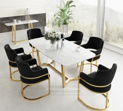 Produktbild för Paris matbord med 6 stolar Champagne 