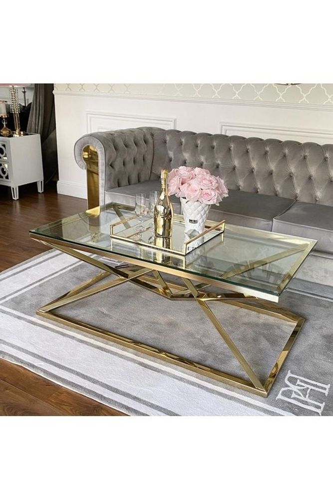 Bella soffbord 130 cm i guld färg