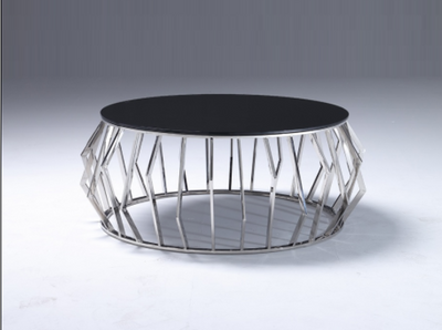 Rico soffbord i silver färg med svart glas 