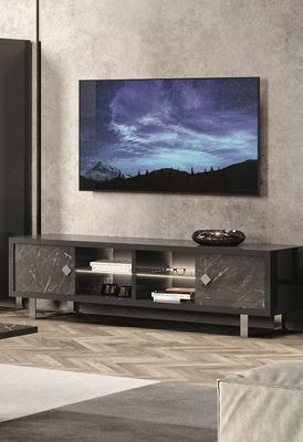 Sky Tv-bänk svart-grå 200 cm 