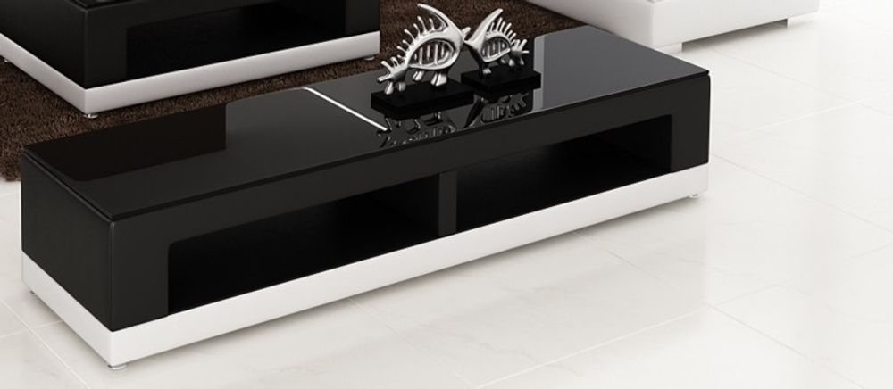 Produktbild f&ouml;r Dublin tv-b&auml;nk i svart/vit f&auml;rg 