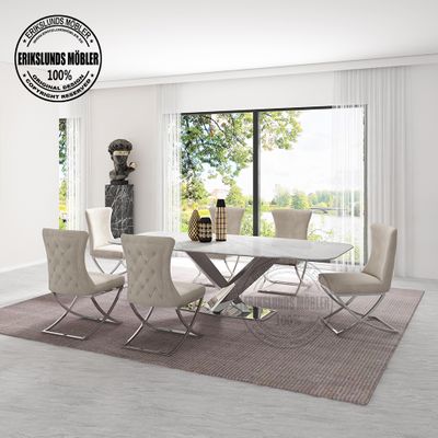 Produktbild för Castello stol i  beige sammet med silver ben 