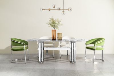 Produktbild för Cleo Matbord Silver / beige - brun Skiva