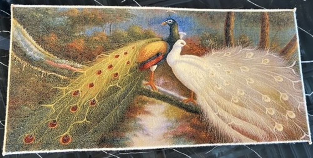 Produktbild för Väggmatta Påfågel 2