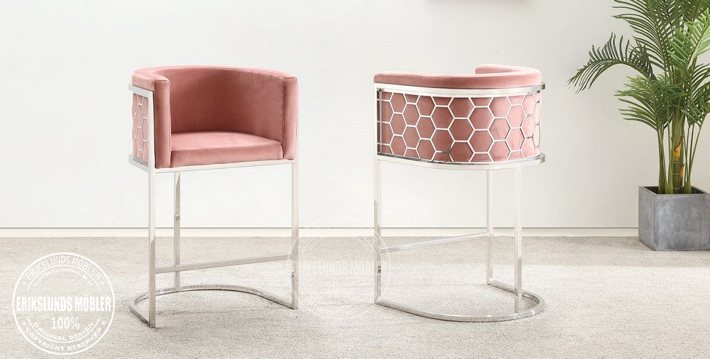 Produktbild för Cris Barstol sammet rosa silver 