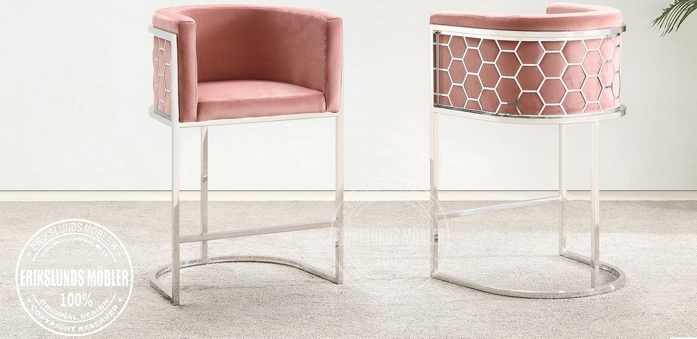 Produktbild för Cris Barstol sammet rosa silver 