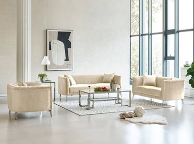 Produktbild för Vicky Soffgrupp beige silver
