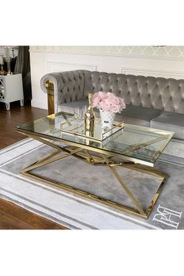 Bella soffbord 130 cm i guld färg