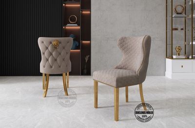 Produktbild för Laura stol Grå-beige / guld ben 