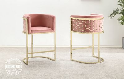 Produktbild f&ouml;r Cris Barstol sammet rosa Champagne 