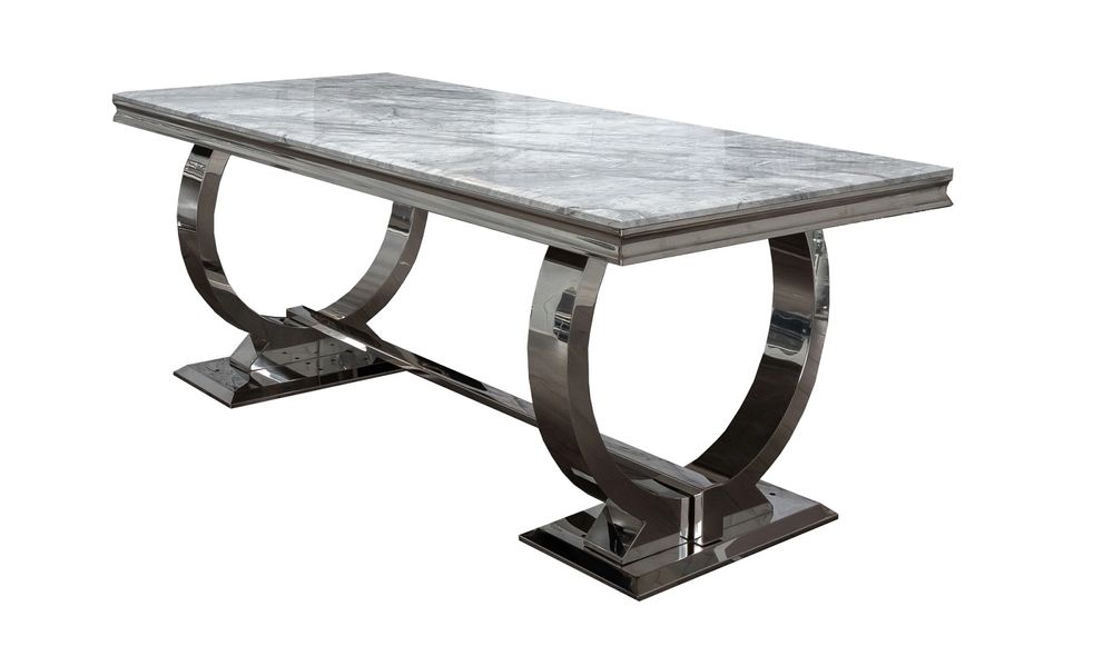 Petra matbord silver med 6 st stolar i mörk-grå sammet 